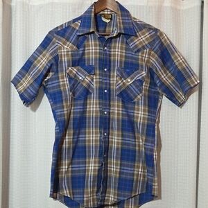 Vintage Holt Pearl Snap Shirt Men’s M Check  Western Single Stitch Made In USA